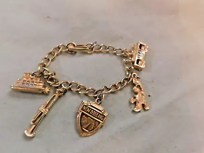 VTG Gold Tone Chain  Bracelet W/ 5 Charms • $4