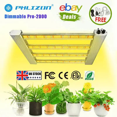 £179.75 • Buy 2000W PRO LED Grow Lights 4x4ft Bar Lamp IR Full Spectrum Commercial 2.8 µmol/J