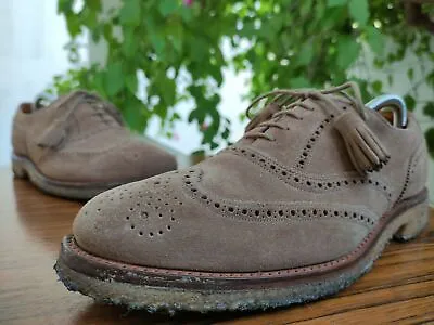 Crockett & Jones X Polo-Ralph Lauren Beige Suede Wingtip Oxford Shoes Sz 9.5 D • $231