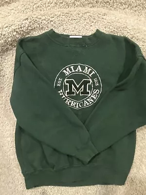 Vintage Miami Hurricanes Sweatshirt Adult Large Green Crewneck Long Sleeve Mens* • $18.77