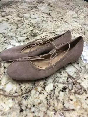 NEW $158 J.Crew Suede Lace-up Flats 7.5 Sandy Brown G0881 Shoes • $48.30