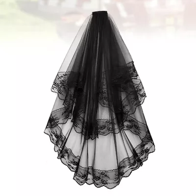 Wedding Comb Veil    Gothic Veil Headpiece Black Wedding Veil Halloween Cosplay • £9.17