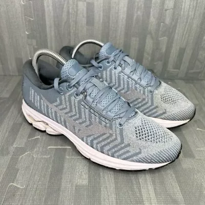 Mizuno Womens 8.5 Wave Rider Waveknit 3  Blue Grey Running Sneakers Shoes • $29