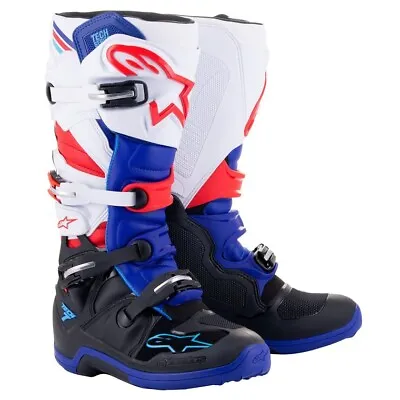 New Alpinestars Tech 7 Red White Blue Motocross Boots Adult Size 12  Mx • $399.95