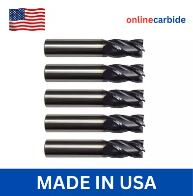 5 PCS - 1/4  4 FLUTE STUB CARBIDE END MILL - TiALN COATED • $59.95