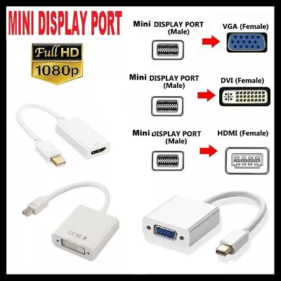 $11.95 • Buy Mini Display Port DP Male To VGA DVI HDMI Female Converter Adapter Cable 