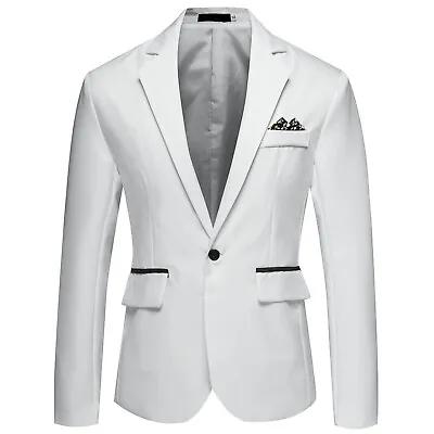 Mens 3Pcs Suit Slim Fit One Button Prom Tuxedo Business Party Jacket Vest Pants • $32.19