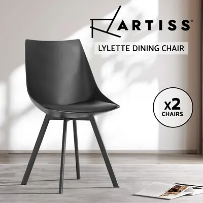 $131.96 • Buy Artiss Lylette Dining Chairs Cafe Chairs PU Leather Padded Seat Set Of 2 Black