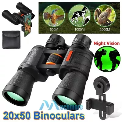 High Power 20x50 Zoom Binoculars W/ Day Light Night Vision Waterproof+Phone Clip • $36.63