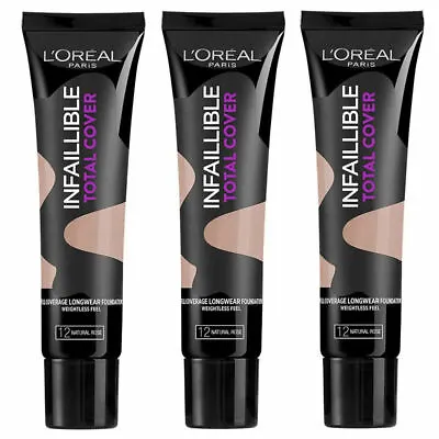 10 X L'oreal Infallible Total Cover 24 Hr Makeup Foundation ❤ 12 Natural Rose ❤ • £111.36