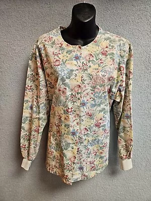 Women's Angelica Summer  Floral Uniform Lab Jacket Size Medium. #451 • $11