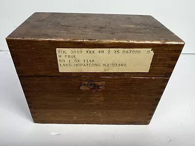 WEIS Vintage OAK Dovetailed Index Card File Box Recipe Wood Brass Hinges Nice • $14.99