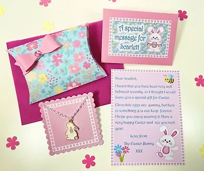 Personalised Easter Bunny Letter Gift Box Necklace Easter Gift Easter Hunt • £4.75