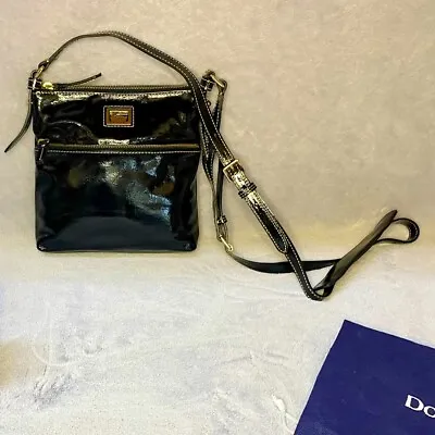 Dooney & Bourke Black Patent Leather Dillen Letter Carrier Crossbody Zip Bag • $100