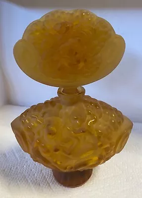 Vintage Czech 1930s  Art Glass  Amber Perfume Bottle “Fhalama” By Lalique • $78