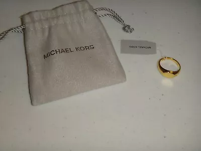 MICHAEL KORS Custom MK Yellow Gold 925 Sterling Silver Ring MKC1205AA7107 Size 7 • $99.99