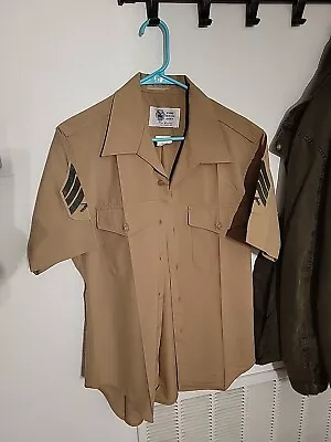 Marine Corps USMC Men's Khaki Charlie Quarter Length Dress Uniform Shirt 15-1/2 • $10