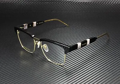 GUCCI GG0605O 001 Square Black Gold Black Demo Lens 52 Mm Men's Eyeglasses • $226.98