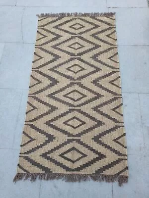 Rug Indian Handwoven Navajo Wool Jute Kilim Rug Home Decor Rectangle Area Rug • £251.41