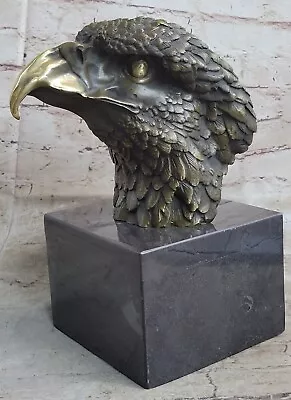 Art Deco Bald American Eagle Bust Bronze Sculpture On Marble Base Figurine • $124.50