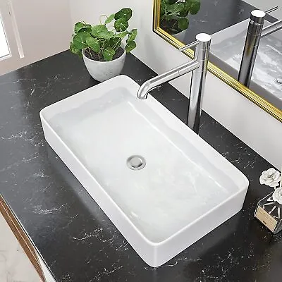 £68.89 • Buy Bathrooms Wash Basin Sink Ceramic Counter Top Rectangular 600x340mm White Basin