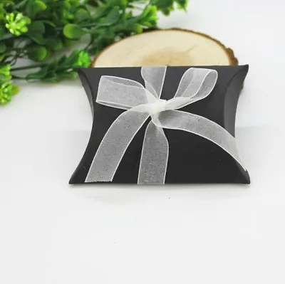 $32.85 • Buy 100x Black Paper Boxes Party Treat Baby Shower Wedding Favour Candy Pillow Boxes