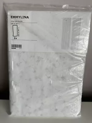 Lovely IKEA Emmylina Long Light And Floaty White Curtains With Flower Print • £50