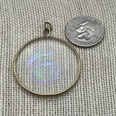 Monocle Gold Clear Pendant Iridescent Hologram Of Eye Charm Medal Medallion • $29.96