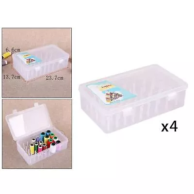 4x Sewing Thread Box With 42 Spools Large Capacity Craft Bobbins Organizing • $43.81