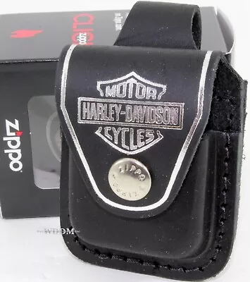 Harley-Davidson Zippo Black Leather Lighter Pouch/Case/Holder Belt Clip Sheath • $19.95