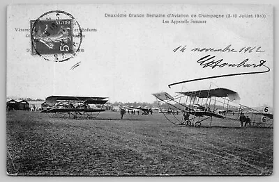 RPPC Sommers Biplane At Second Grande Week Of Aviation 1909 Reims France A09 • $15.95