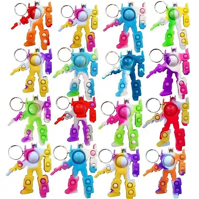 100 Packs Students Gifts Bulk Colorful Car Robot Mini Pop Backpack Keychains ... • $70.39