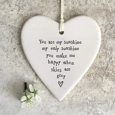 East Of India Porcelain Hanging Heart 'You Are My Sunshine' NEW GIFT • £4.99