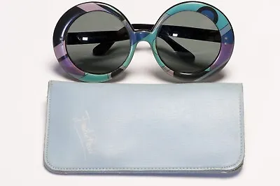 Emilio Pucci 1960’s Large Green Purple Blue Round Women’s Sunglasses • $950