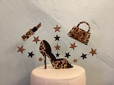 Cheetah Print Bag Shoe Make Up Ladiescake Topper Personalised With Any Age. • £10.50