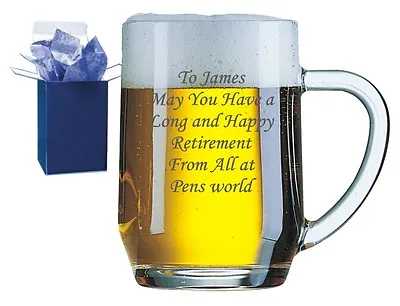 Personalised 1 Pint Glass Tankard 18th 21st 30th Birthday Free Gift Box RH  • £10.95