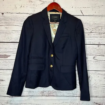 J. Crew Schoolboy Long Sleeve Navy Blue Single Breasted Wool Blazer Jacket SZ 0 • $27.99