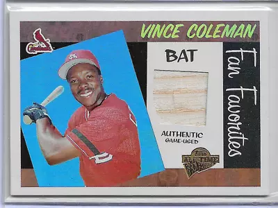 2005 Topps All Time Fan Favorites Vince Coleman Rainbow Foil Bat Relic #2/25 • $49.99