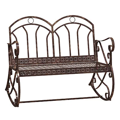 Outsunny Rocking Chair Swing Bench Loveseat Metal Bronze Garden Outdoor • £85.99