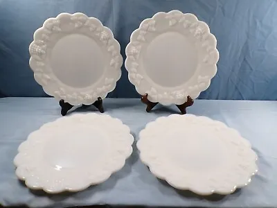 Set Of 4 Westmoreland Milk Glass Paneled Grape Dinner Plates 10 1/2  Wide • $39.99