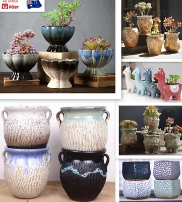 $99.99 • Buy 4 Pcs Set Pots Hand Made Pottery Ceramic Flower Plant Succulent Pots 013