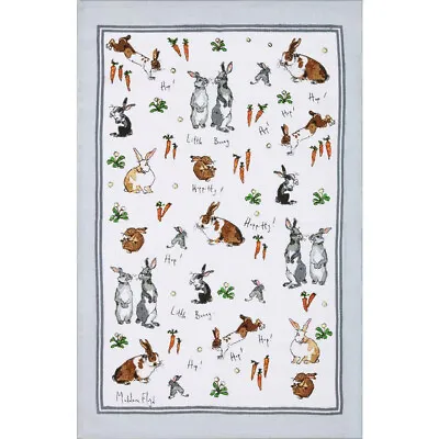 HIPPITY HOPPITY BUNNIES COTTON TEA TOWEL Madeleine Floyd Ulster Weavers Easter • £7.50