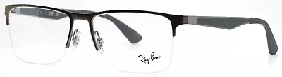 RAY BAN RB6335 2855 Gunmetal Mens Rectangle Half Rim Eyeglasses 56-17-145 B:38 B • $59.99