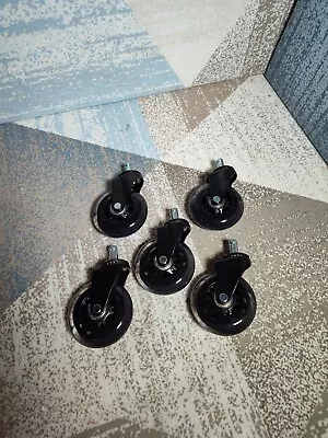 Set Of 5 Office Chair Caster Rubber Swivel Wheels Replacement Heavy Duty 3 Inch • $17.99