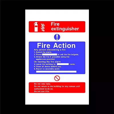 £10.99 • Buy Fire Extinguisher – Fire Action Sign FA07 Waterproof Solvent Resistant Notices