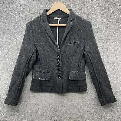 Cabbages & Roses Jacket Womens S / M Grey Wool Linen Asymmetrical Blazer • $126.31