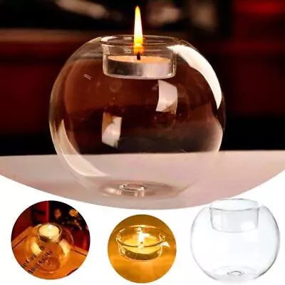 6x Clear Glass Craft Ball Fillable Sphere Baubles Led Candle Tea Light Holder • £10.95