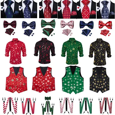 Christmas Mens Vest Red Tie Hankie Fashion Mens Dress Suit Free Collocation • $19.94