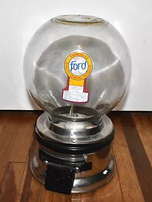 Vintage Ford Chrome Gumball Candy Machine With Glass Globe • $109.95