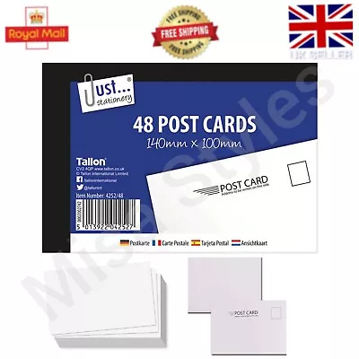 48 PLAIN WHITE POST CARDS 140 X 100 HOLIDAY GREETINGS COMPETITION MAILING PAD • £2.69